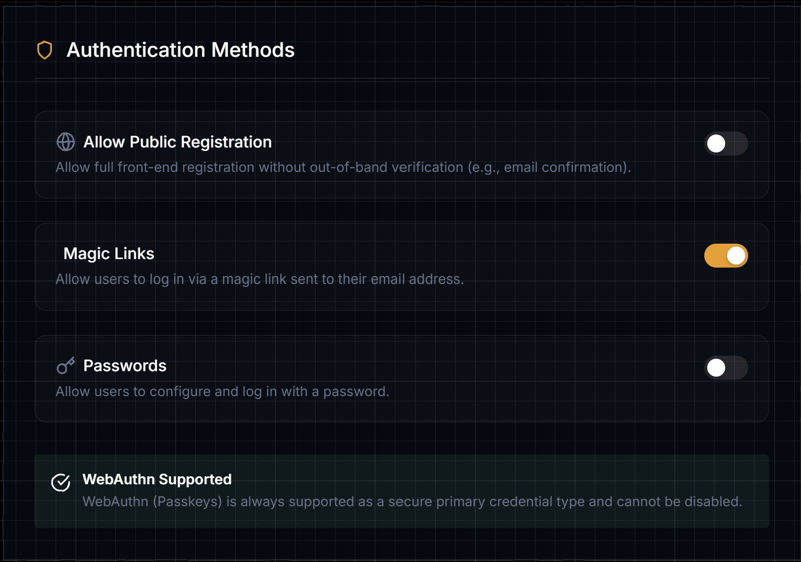 Identity Settings